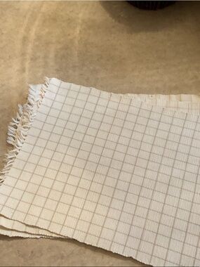 Set of 4 Neutral Checkered Fringe Placemat - Cream and Light Brown